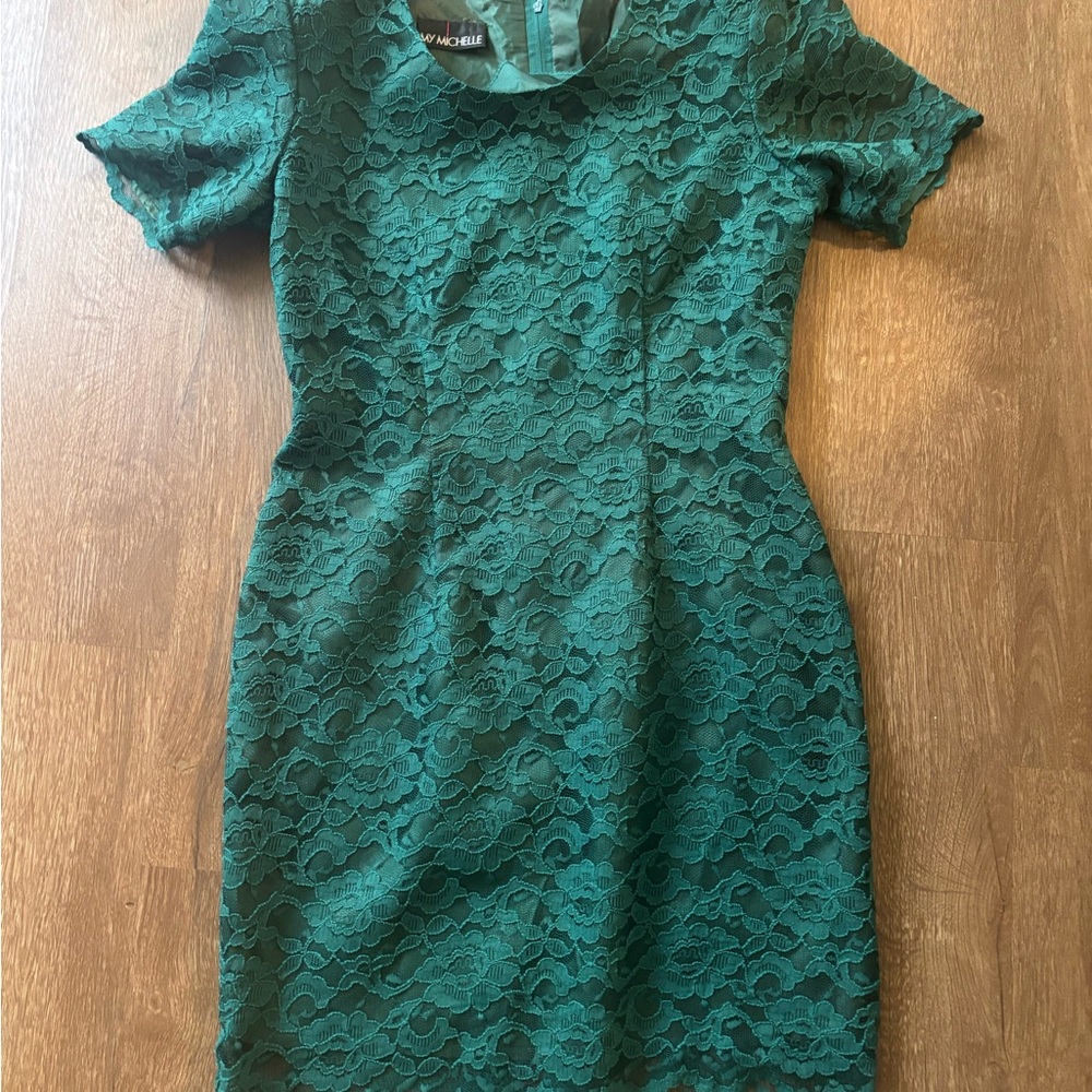 My Michelle Green Lace Midi Dress